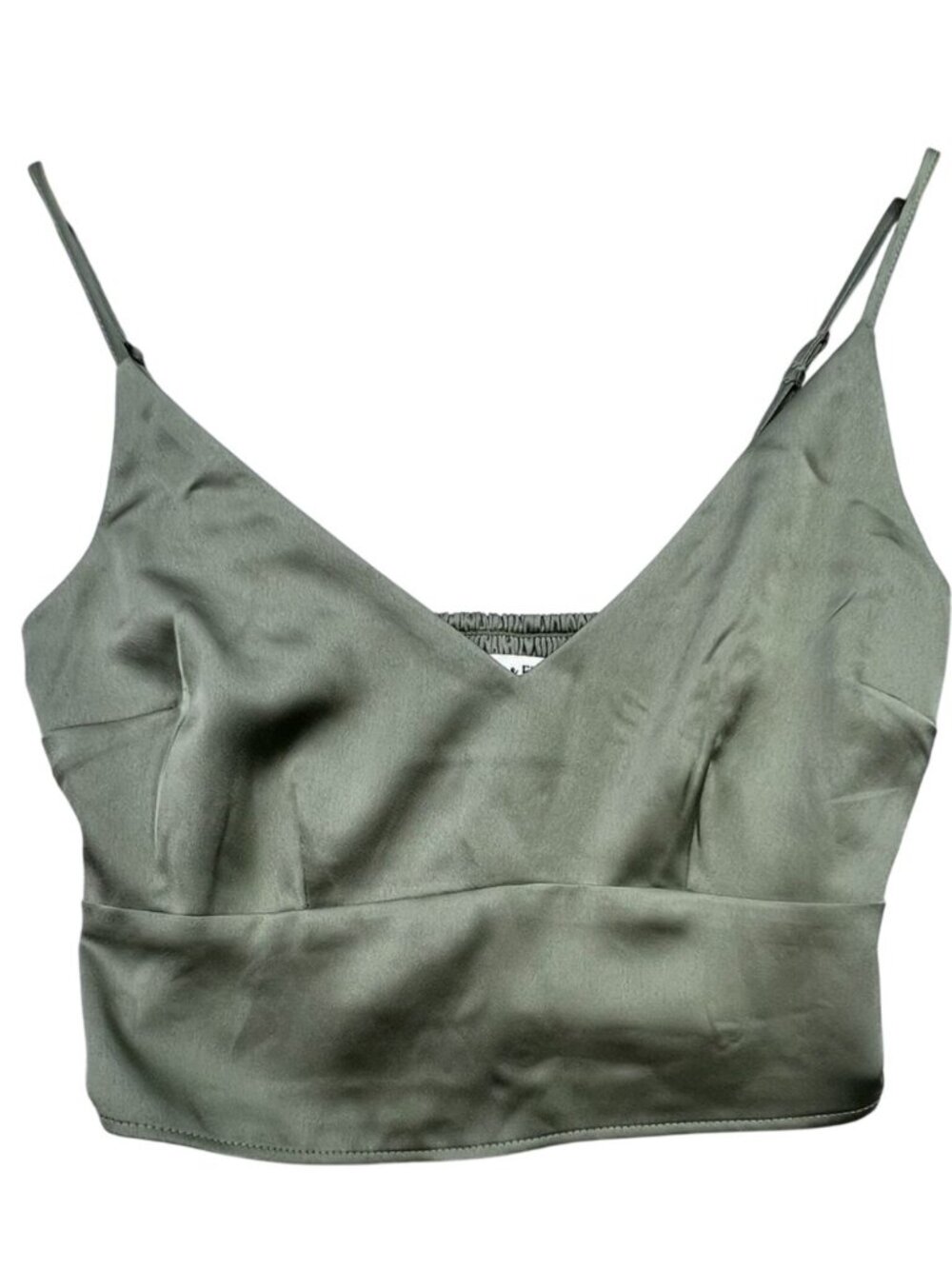 Abercrombie & Fitch Women's Satin Cropped Tank Top Smocked Bsck Size XS Green
